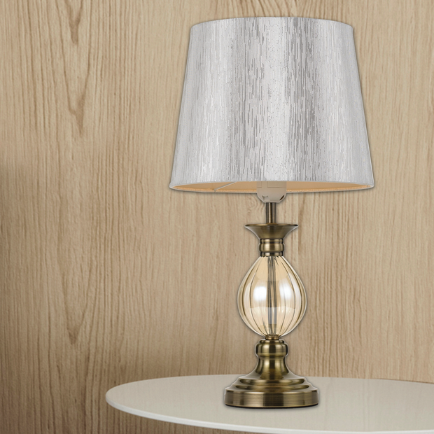 Crest Table Lamp Nickel/ White