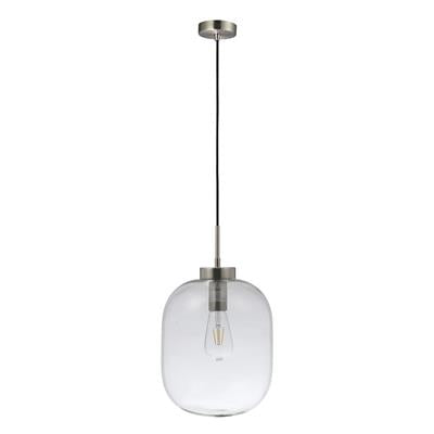 Flaunt Satin Chrome Pendant with Clear Glass