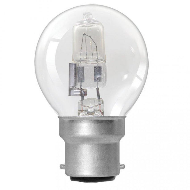 28w = 40w Bayonet (BC) Clear Fancy Round Energy Saving Halogen - Lighting Superstore
