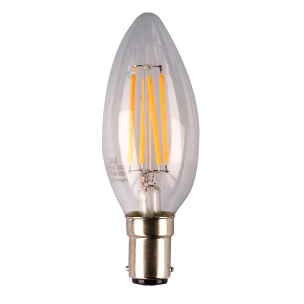 4w Dimmable Small Bayonet Cap (SBC) LED Daylight Clear Candle Filament