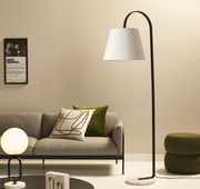 SILAS FLOOR LAMP Black & Marble with 45cm Shade in White