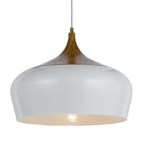Polk Pendant Light White and Timber Large - Lighting Superstore