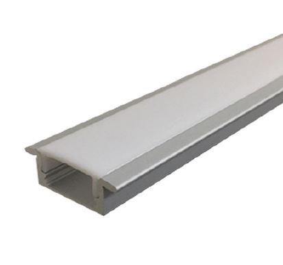 Aluminium Extrusion 2m Recessed Profile Silver - Lighting Superstore