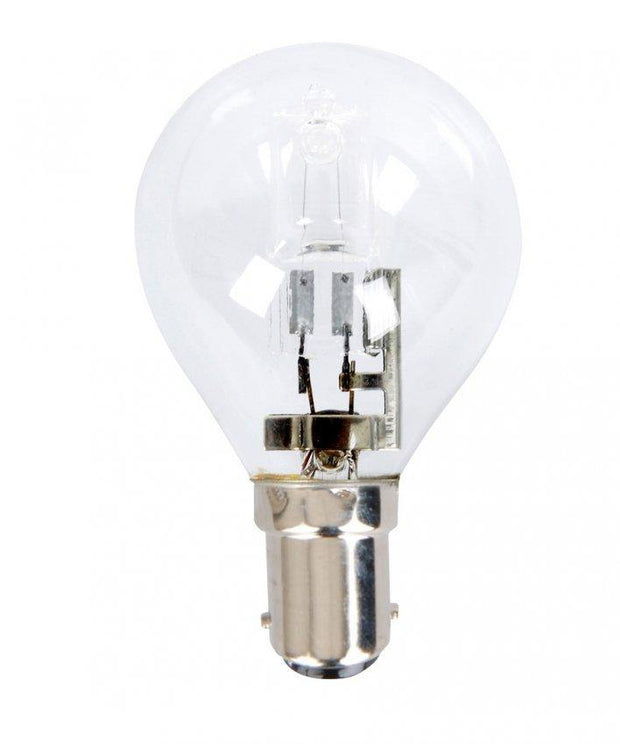 28w = 40w Small Bayonet (SBC) Clear Fancy Round Energy Saving Halogen - Lighting Superstore