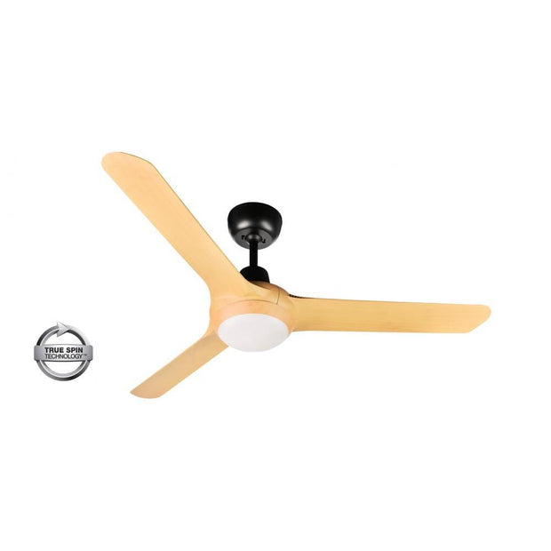 Spyda 50 Ceiling Fan Black and Bamboo - 20w LED Light - Lighting Superstore