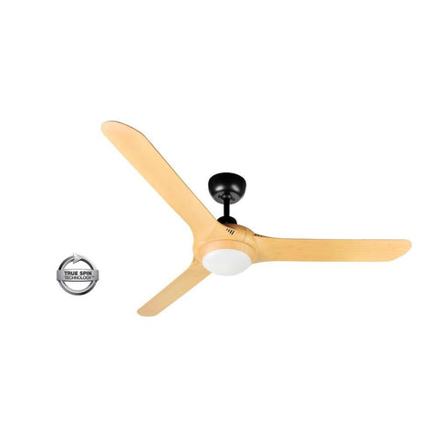 Spyda 56 Ceiling Fan Black and Bamboo - 20w LED Light - Lighting Superstore