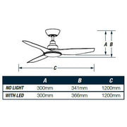 DC3 48 inch Ceiling Fan White LED includes Wall Control